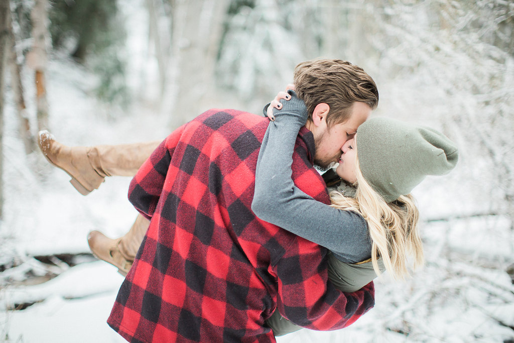 James and Cynthia's snowy engagement session, photographed on film