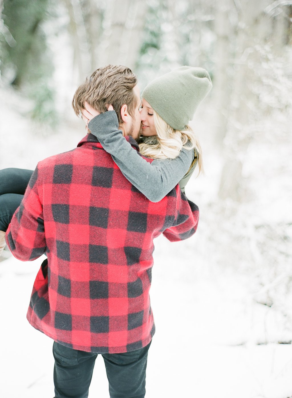 James and Cynthia's snowy engagement session, photographed on film