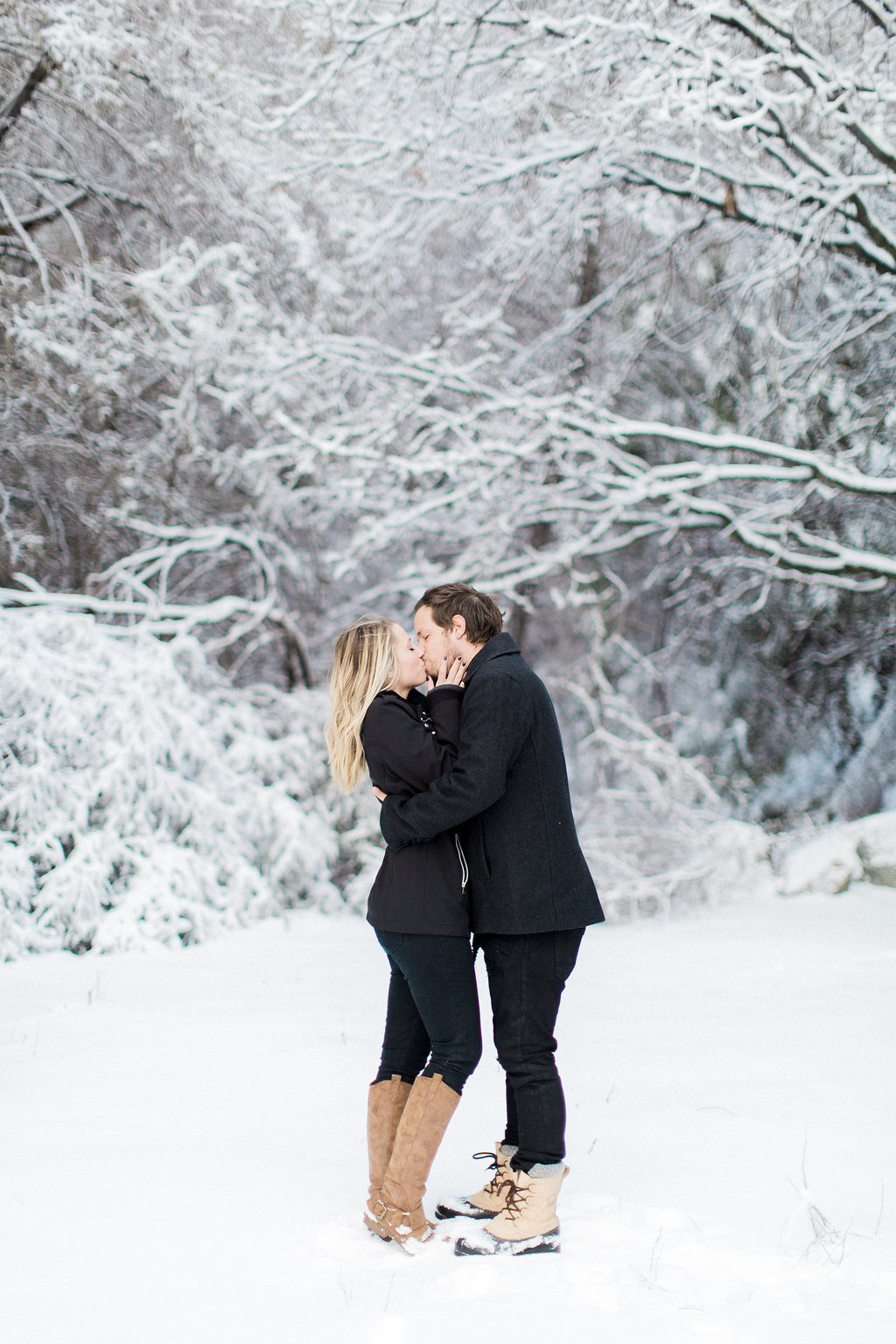 James and Cynthia's snowy engagement session, photographed on film