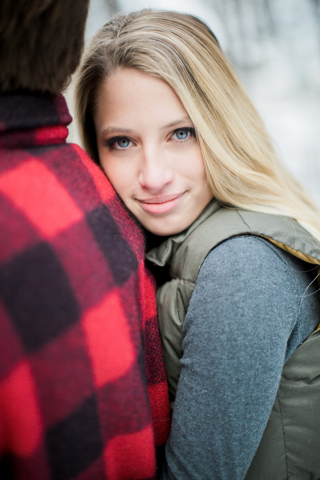 James and Cynthia's snowy engagement session, photographed on film