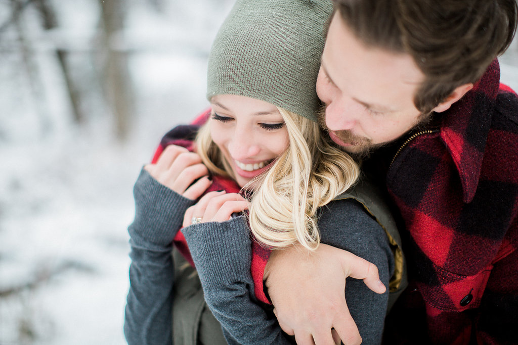 James and Cynthia's snowy engagement session, photographed on film