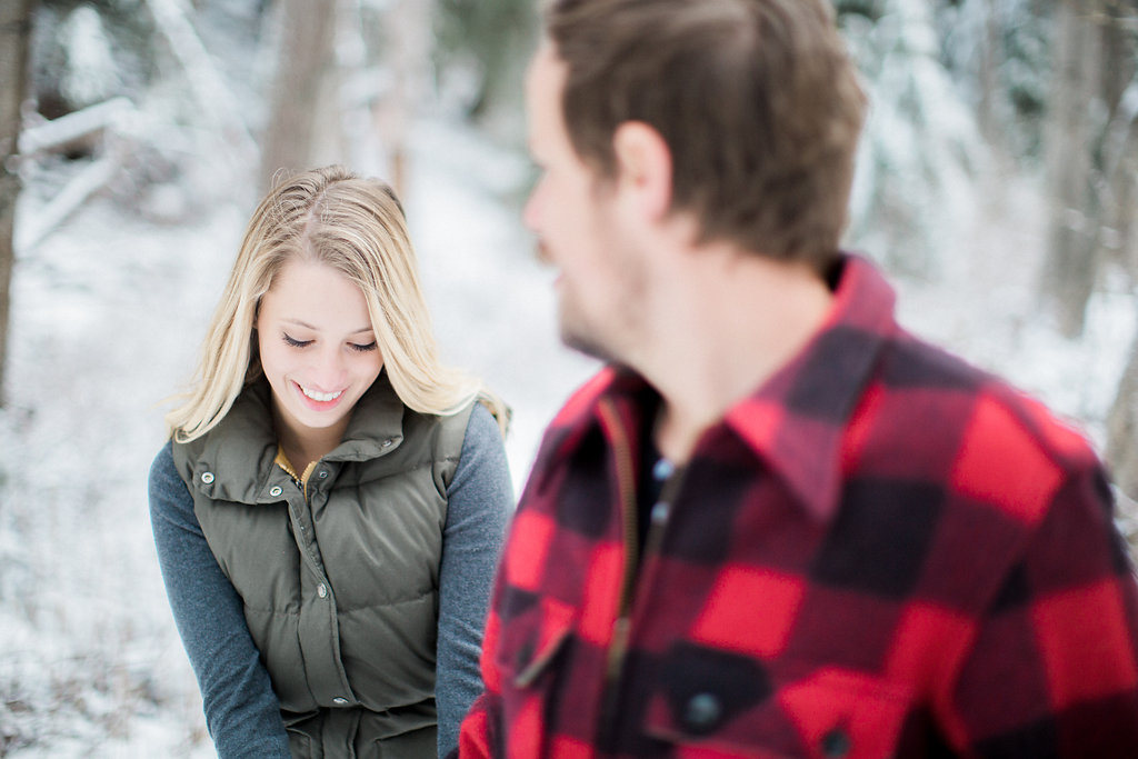 James and Cynthia's snowy engagement session, photographed on film