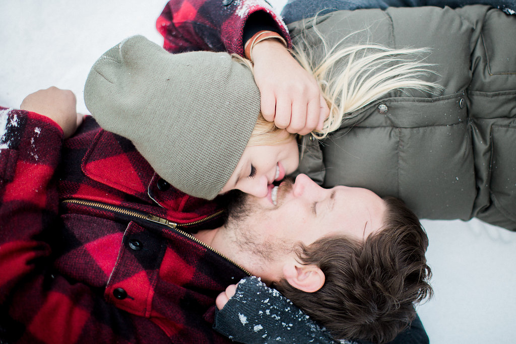 James and Cynthia's snowy engagement session, photographed on film