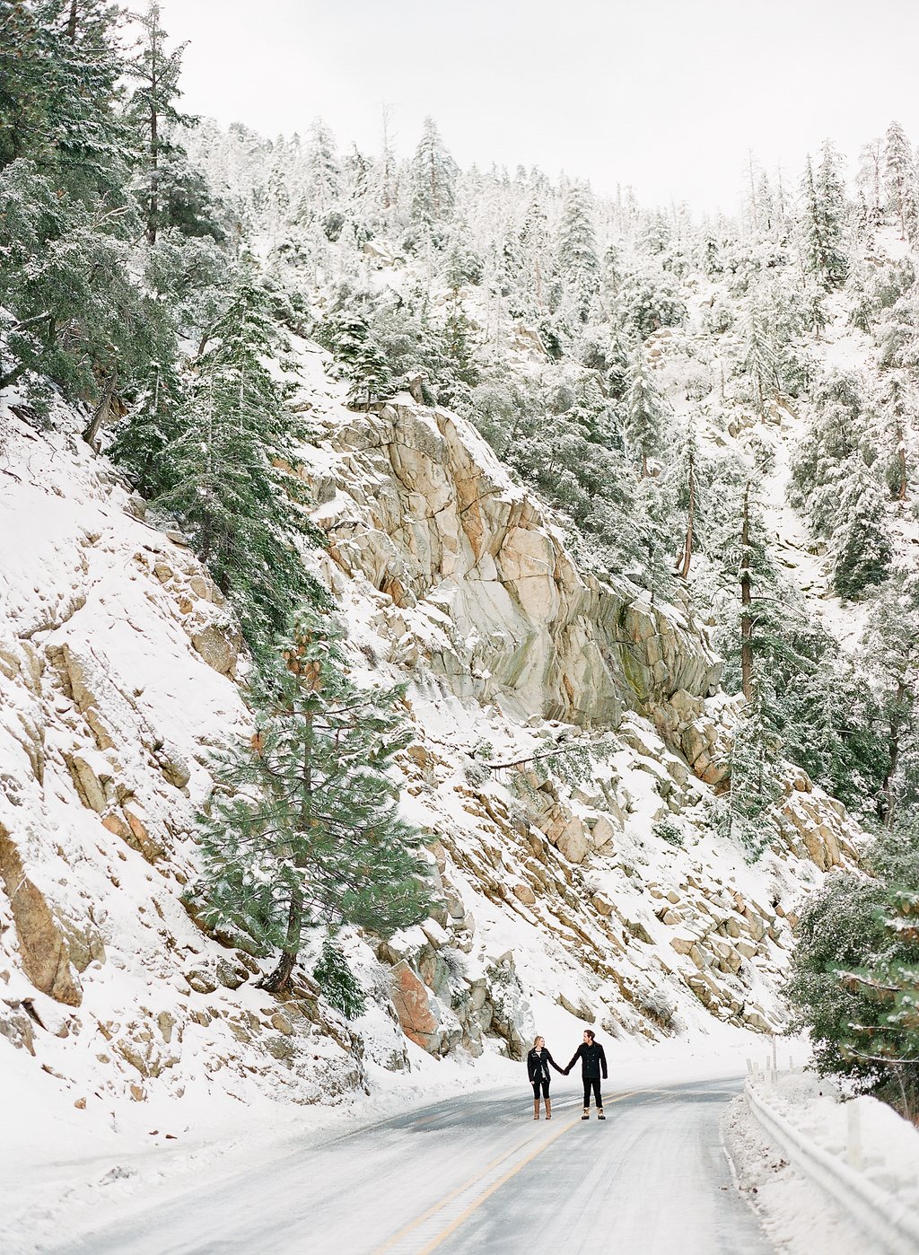 James and Cynthia's snowy engagement session, photographed on film