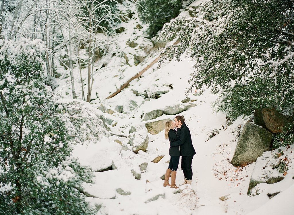 James and Cynthia's snowy engagement session, photographed on film