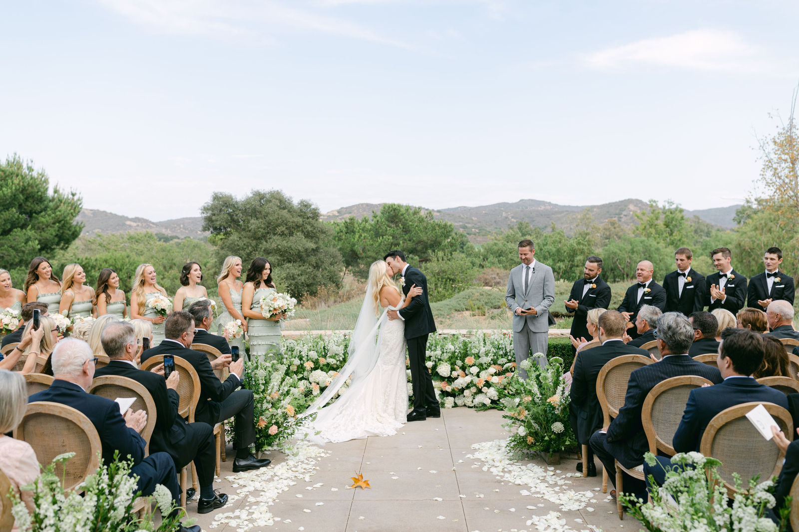 The recessional up a petal-covered aisle